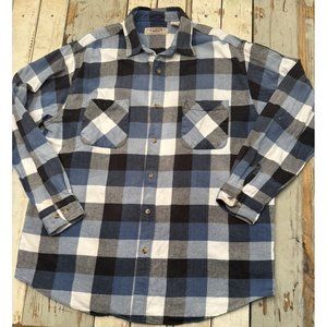 Vintage BIG MAC Workwear Shirt Men Size XL Brown Plaid Button Up Pocket Work 80s